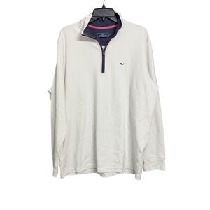 Vineyard Vines Mens XL Saltwater Quarter Zip Pullover Sweater Cream White Whale